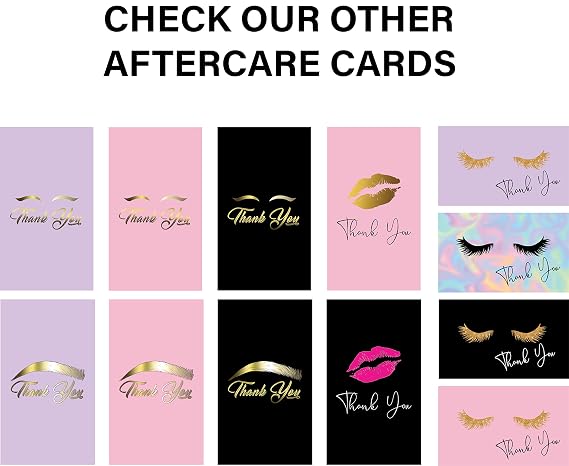 BRAWNA 50 pack Microblading Aftercare Instruction Cards, 3.5x2, Thank You Cards, Microblading Supplies PMU kit - Suitable for Brow Aftercare Bags