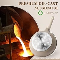 Vista 6 de PRICUSIS Sartén profunda antiadherente con tapa de vidrio, de 30.5 cm (4.6 lts), sartén para saltear 5 veces más duradera, resistente a arañazos