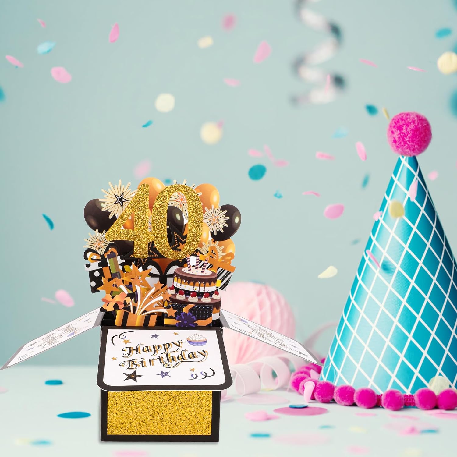 Happy 40th Birthday Pop-Up Card, Happy Birthday 3d Cards Boxed Birthday Card Birthday Gifts Box 3d Greeting Card Birthday Gift Card for Wife Husband Men Women - Image 3