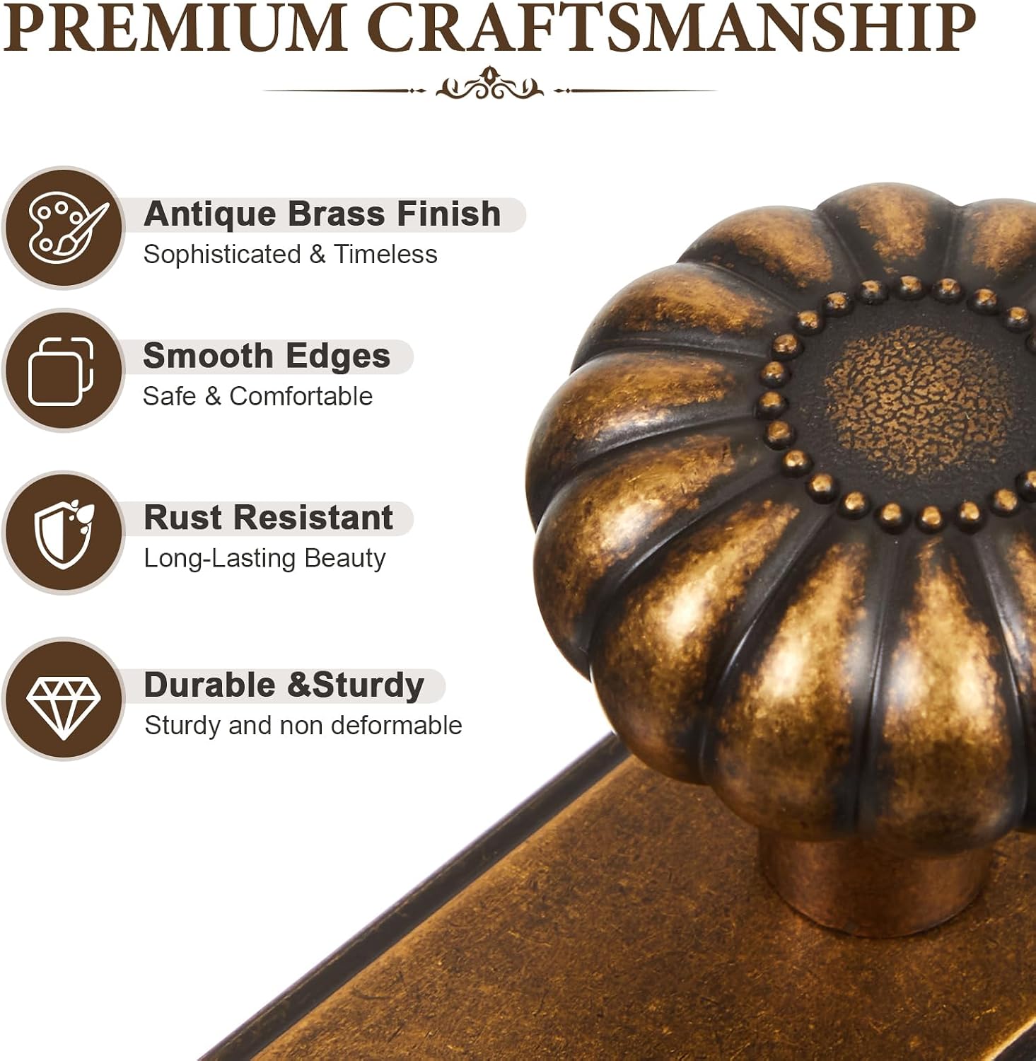 12 Pcs Antique Brass Cabinet Knobs with Backplate Brass Zinc Alloy Antique Cabinet Pull Hardware for Kitchen Bedroom