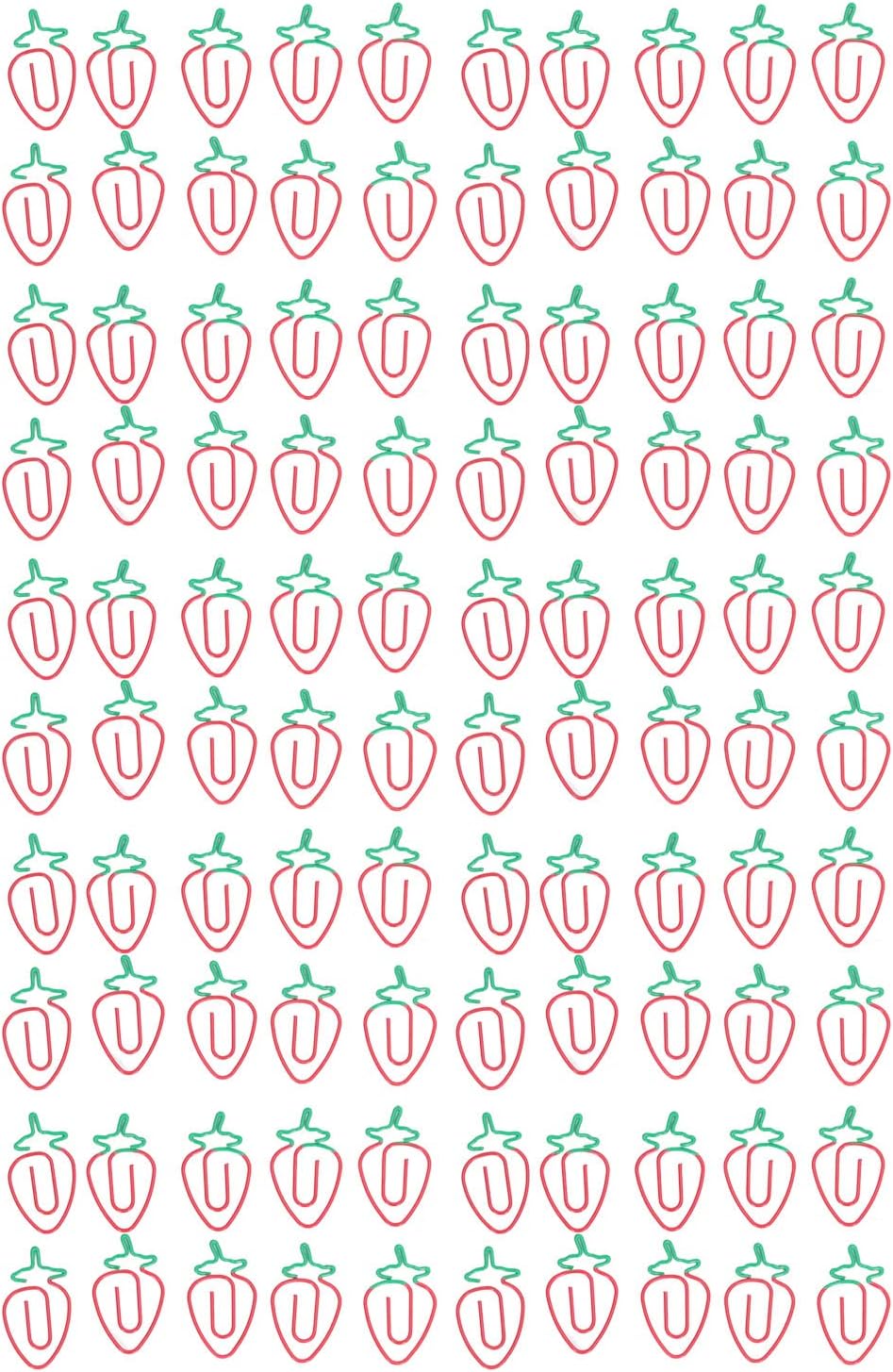 KIMISS 100Pcs Strawberry Paper Clips Cute Electroplated Metal Clips in Adorable Strawberry Design for Home and Office Use