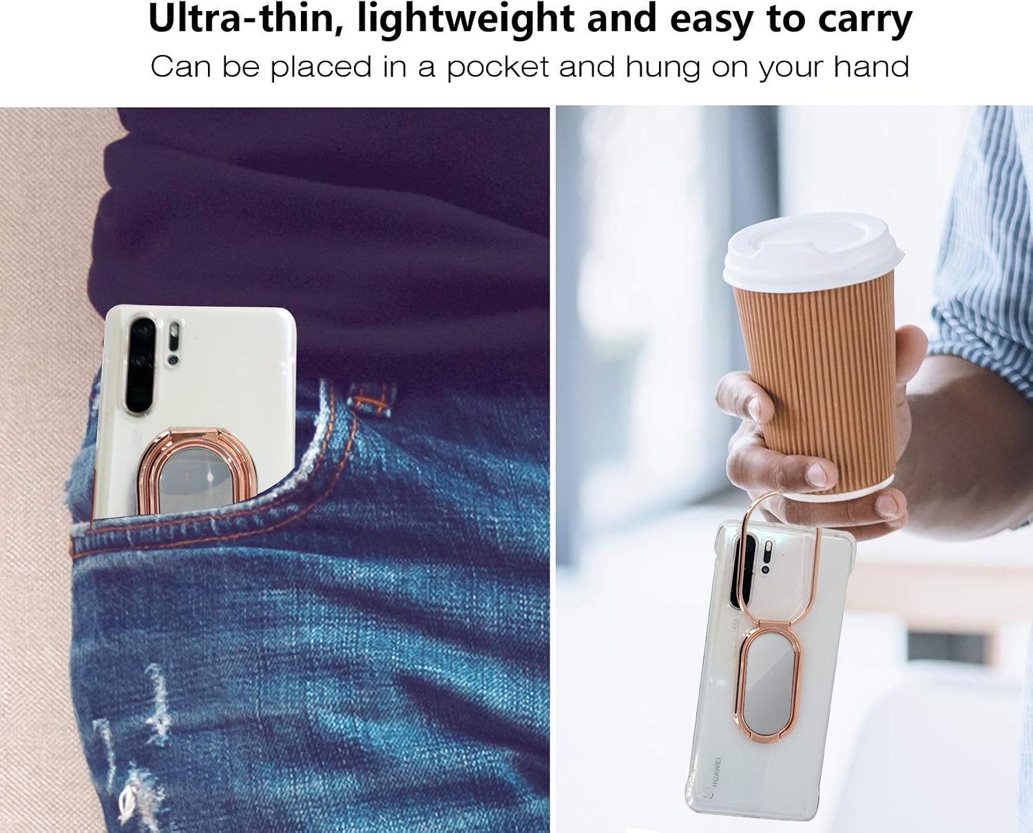 Cell Phone Stand for Desk Adjustable Foldable Finger Kicstand Ring Grip Holder 360° Rotation Portable Metal Table Stand for Desktop Cmpatible With pad smartphone for Magnetic Car Mount (rose gold)