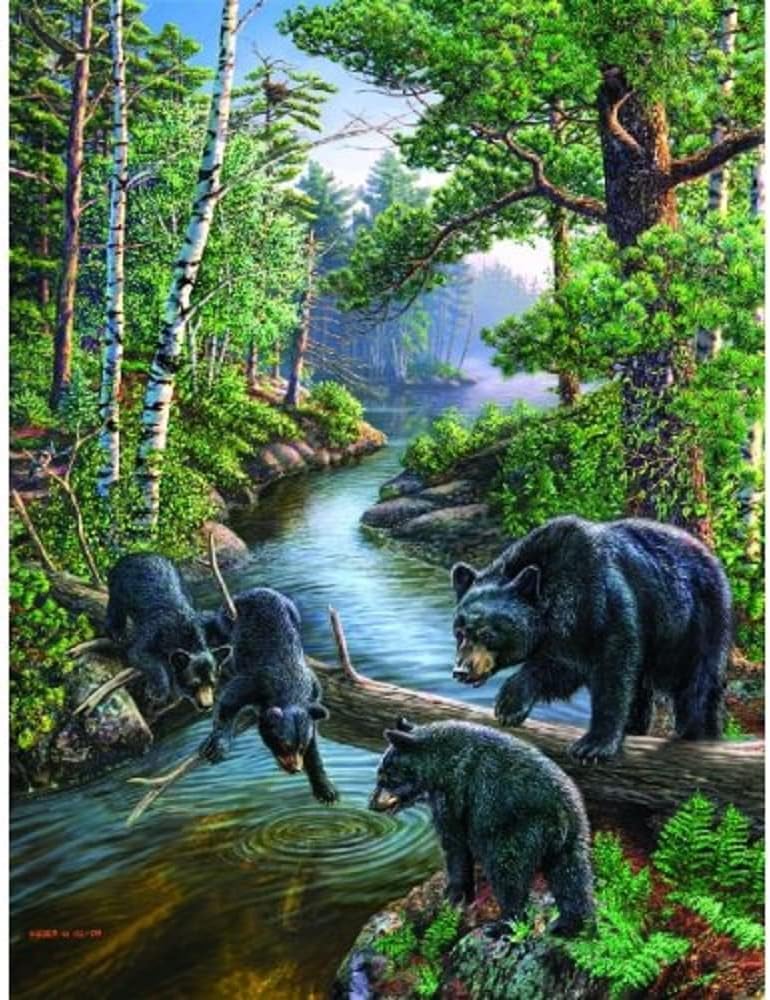 SUNSOUT INC - Bear Pause - 500 pc Jigsaw Puzzle by Artist: James Meger - Finished Size 18" x 24" - MPN# 28428