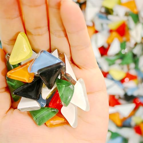 Miniatura 3 de 100 piezas de mosaico de vidrio triangular para manualidades, piezas de mosaico a granel, suministros de chips de cristal de mosaico opaco de