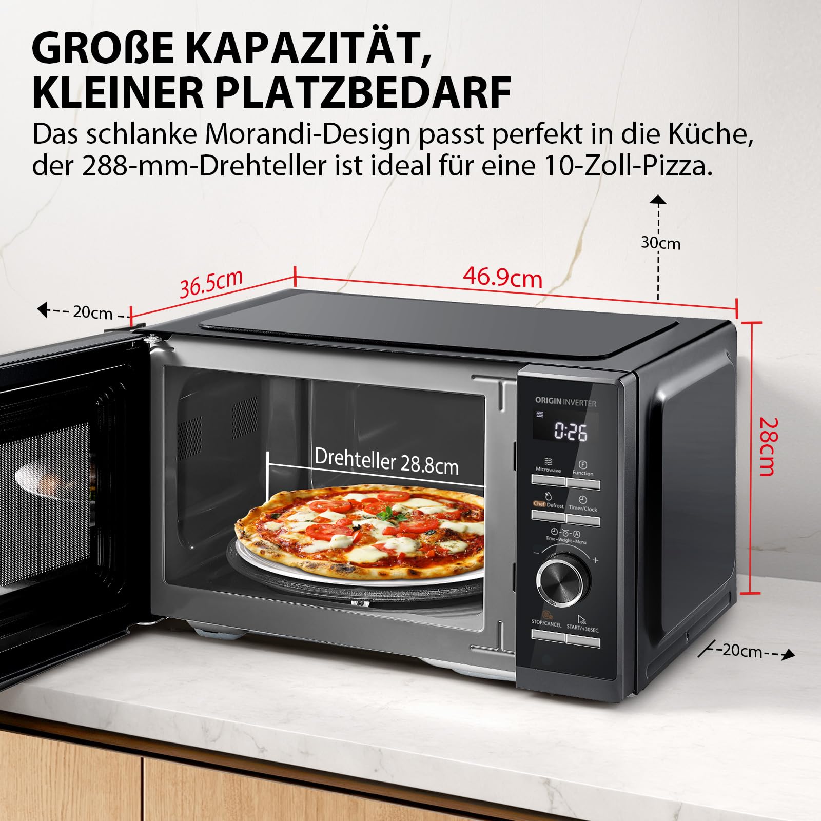 Toshiba MW3-AG25PFI(BK) Mikrowelle mit Grillfunktion 25L 3-in-1 Kombigerät 900W Origin-Inverter 1100W Grill Digital Schwarz