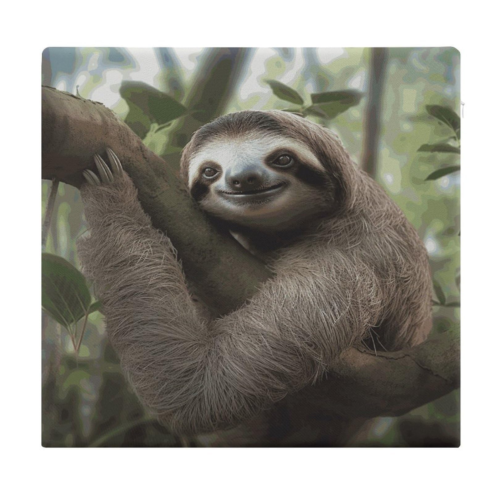 LDGSUPH Sloth Animal Seat Cushions for Office Chair Cushion Square Pillows Seating Soft Floor Cushions Cozy Couch Cushion Support Memory Foam Chair Pads for Home Travel Car