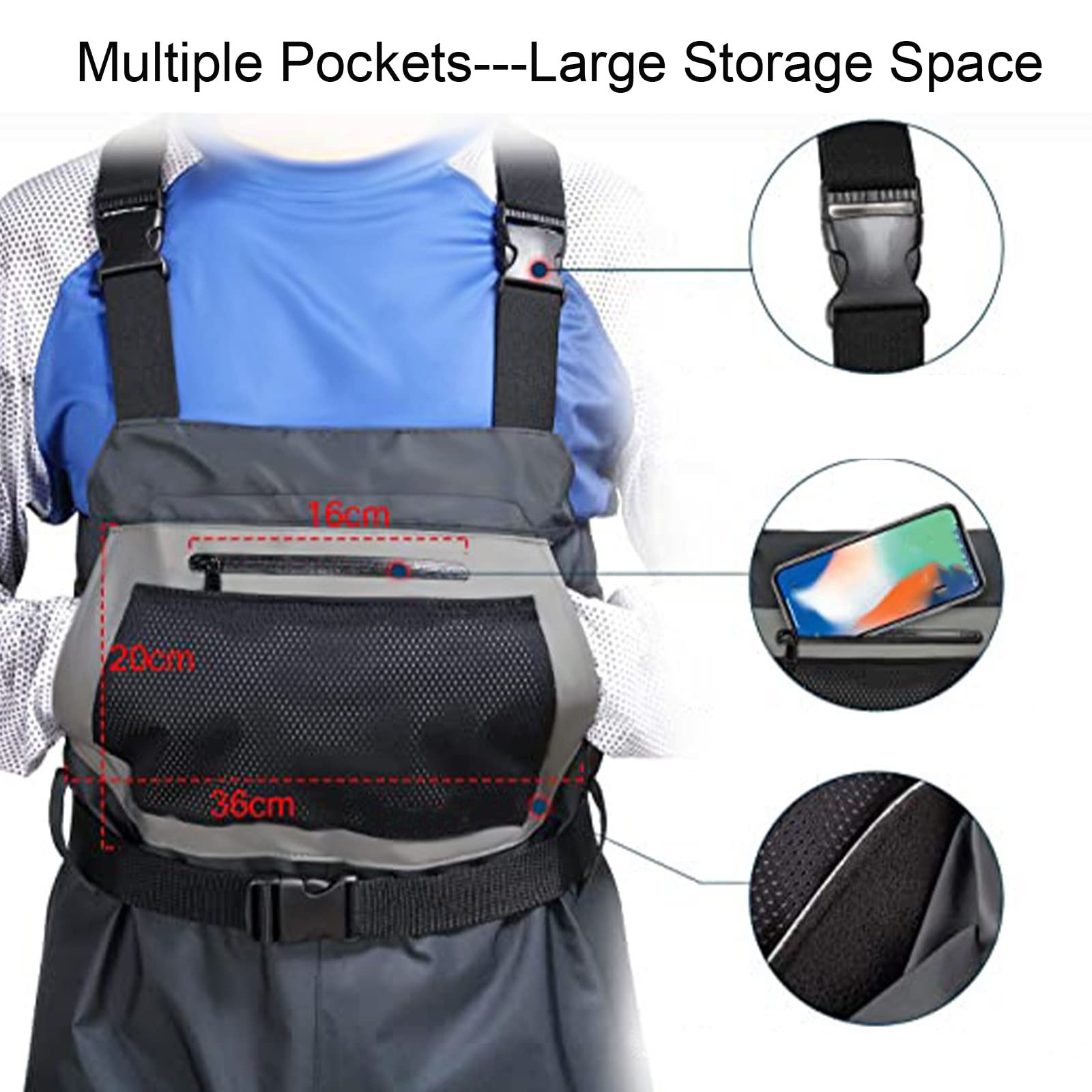 Pantalones de Pesca Waders Ropa Monos de Pecho Portátiles Botas de Media Transpirables Impermeables para Caza de Patos y Pesca con Mosca