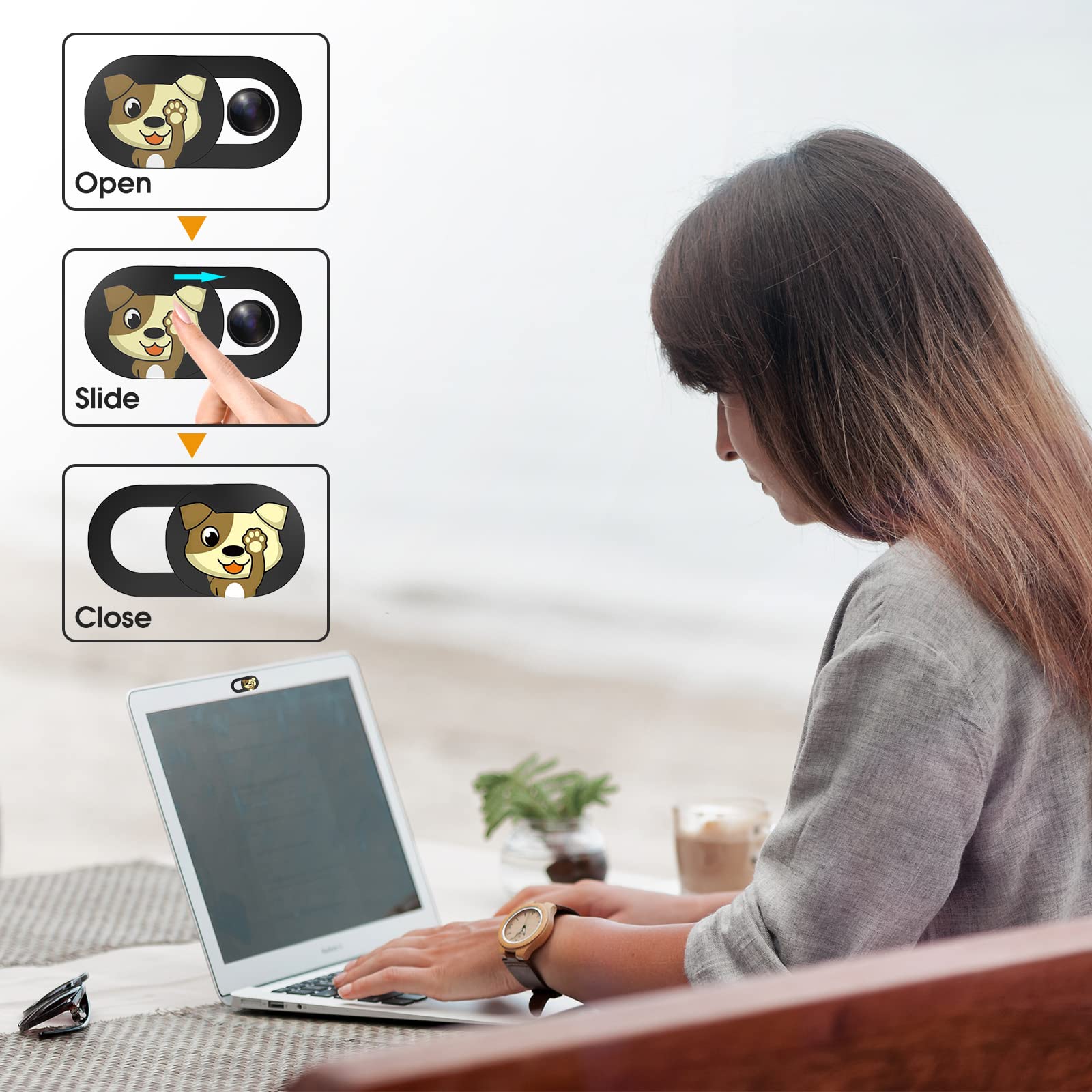 Toojcc Funda para cámara de laptop, 6 piezas, funda ultrafina para cámara web compatible con laptop, computadora, teléfono inteligente, tableta. Funda de privacidad para cámara web con bonito patrón
