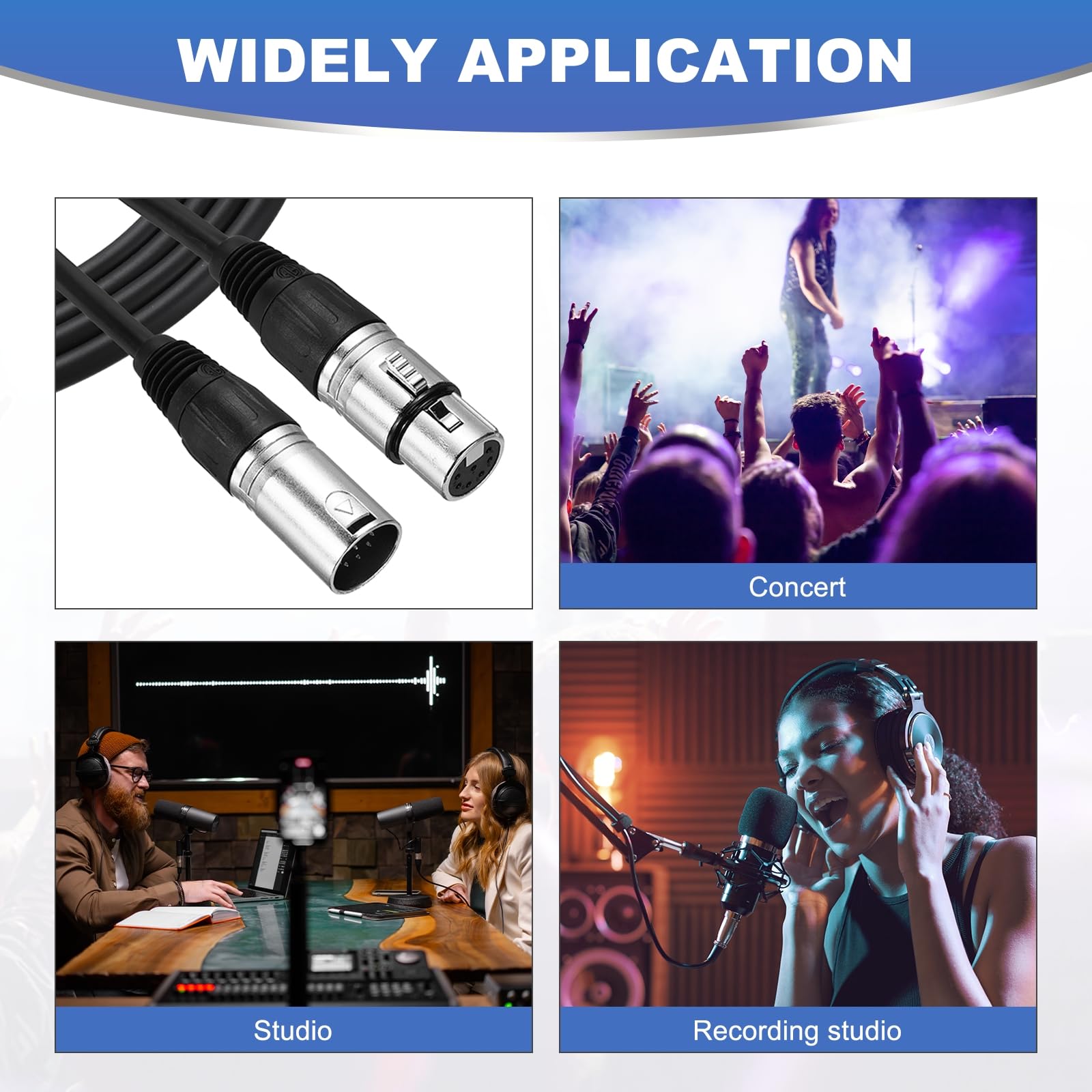 sourcing map Cavo XLR a 7 pin da 10,1 m XLR maschio a femmina, cavo adattatore per microfono per Stage Studio