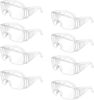 WTTUOAM 8 Pieces Clear Safety Glasses Over Glasses Goggles Anti- Fog/Scratch Eye Protective Polycarbonate Eyewear Safety G...