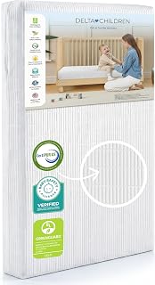 Delta Children Sweet Beginnings Dual Sided Baby Crib Mattress and Toddler Mattress, GREENGUARD Gold and CertiPUR-US Certified, Firm Plant-Based Foam, Waterproof, 5 Year Warranty, Made in USA, White