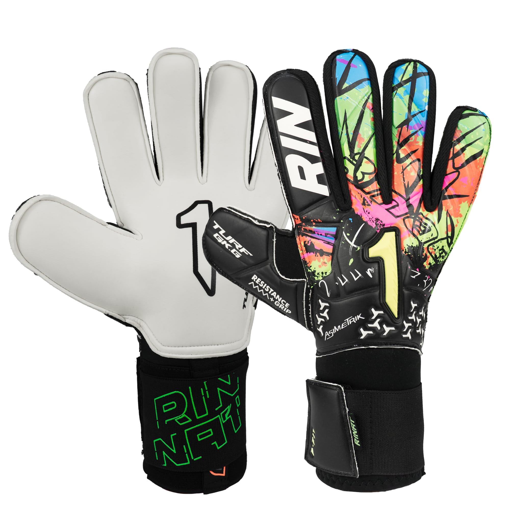 Rinat Asimetrik Turf Junior Goalkeeper Gloves, Black, Size 5