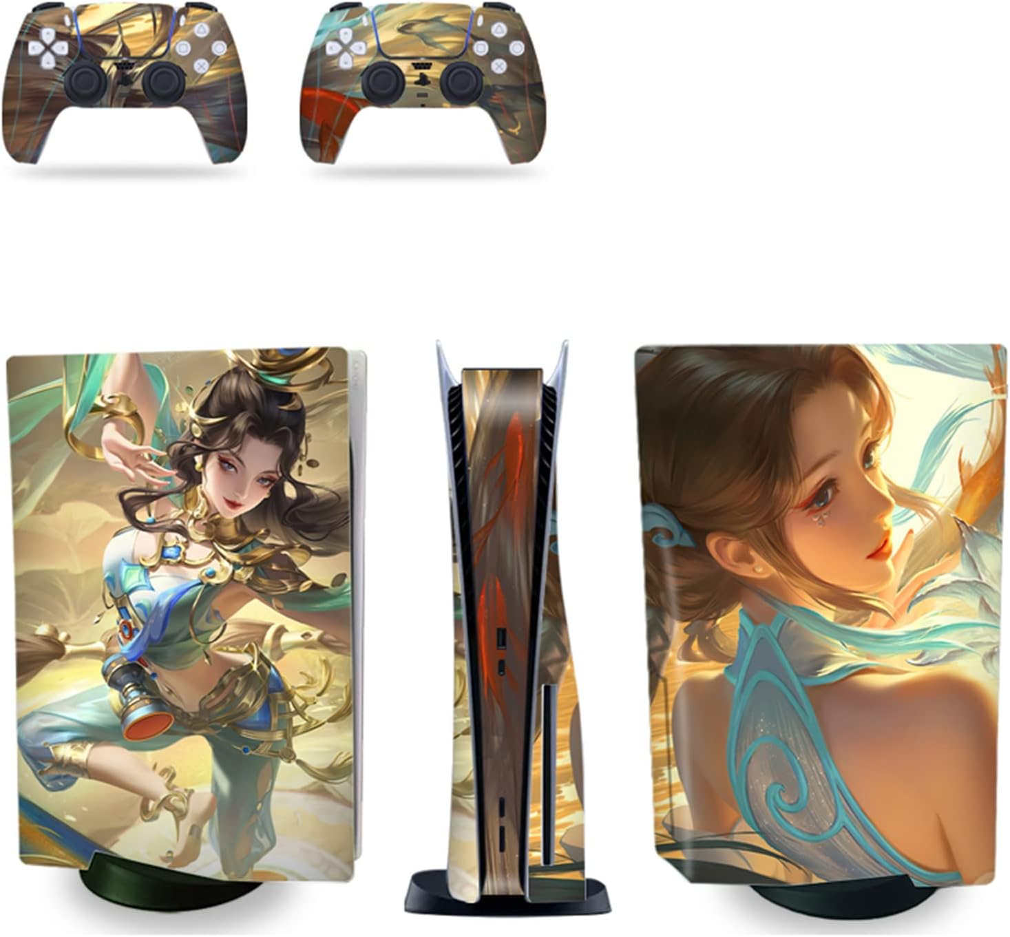デカールスキン PS 5ディスク版コンソールと2つのコントローラー用のアニメデカールスキンビニールカバースキンラップ、気泡のない、耐