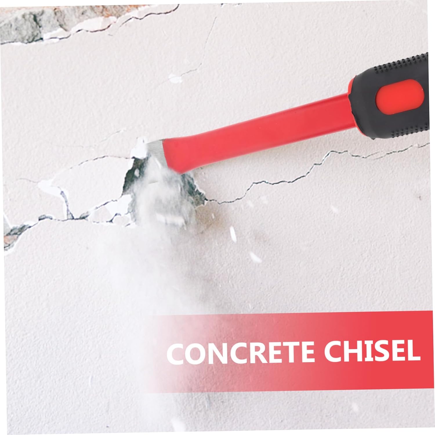 12-Inch Heavy Duty Concrete Chisel Hand Guard Pointed Flat Head for Demolition Carving and Breaking Stone 1 Piece