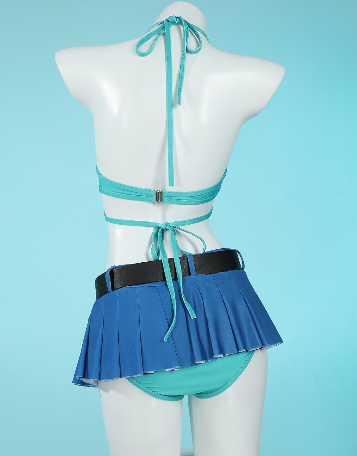 haikyuu Women Cosplay Swimsuit with Wrap Skirt Anime Two Piece Bathing Suit Halter Rave Swimwear image 3