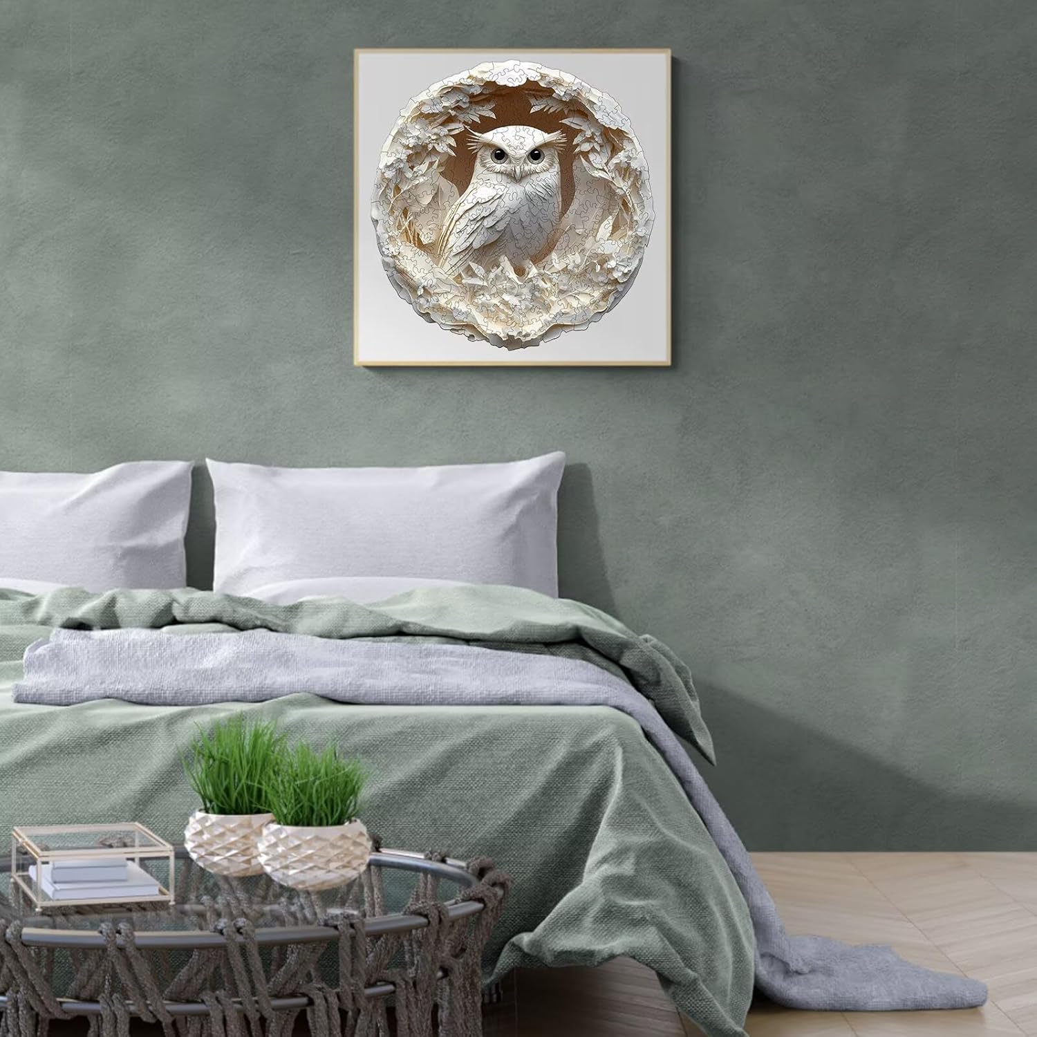 Wooden Puzzles Adults, 3D Paper Carved Owl Puzzle 200 Pieces, Unique Animal Shaped Wood Challenging Jigsaw Puzzles Gifts for Adults, 11.4x11.3in