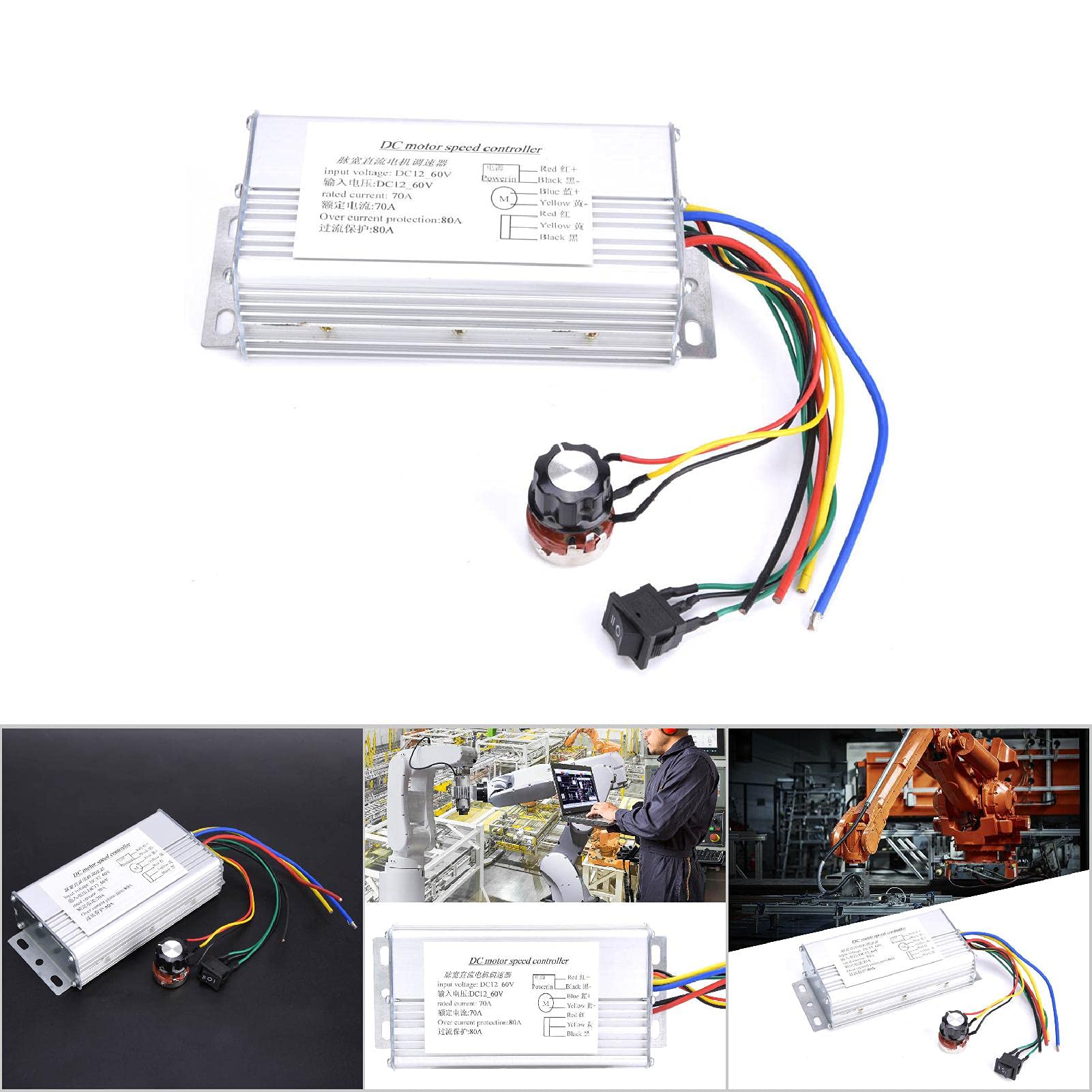 DC Sterownik prędkości silnika 12V 60 V 70A PWM z przełącznikiem start-stop do przodu i odwrotnym BI kierunkowym modułem sterowania silnikiem prędkości silnika DC odwracalny do