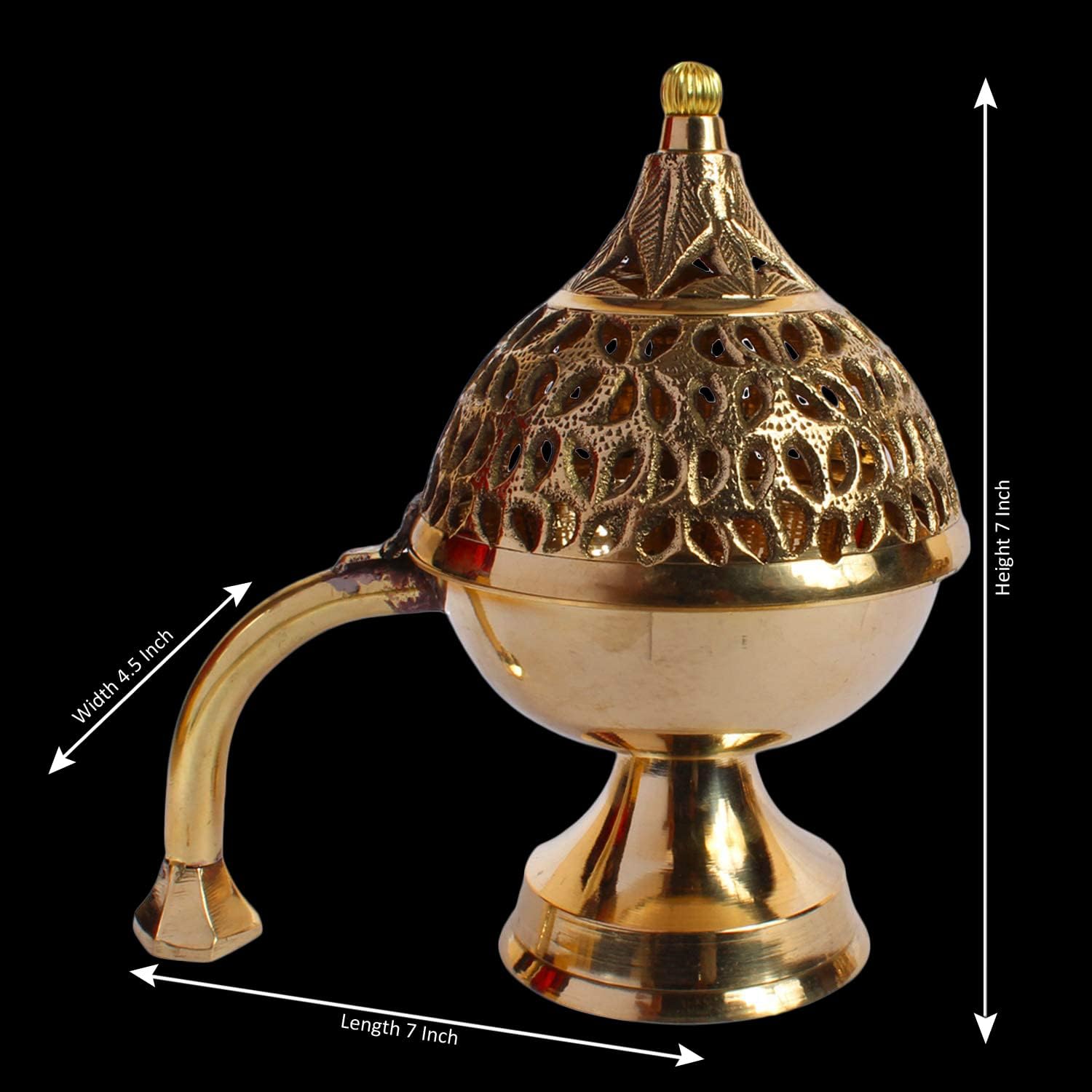 Brass Home Purifying Loban Burner/Incense Burner Dhooni Kapoor Diffuser for Home - Gold Color Height 7 Inch(Oval)