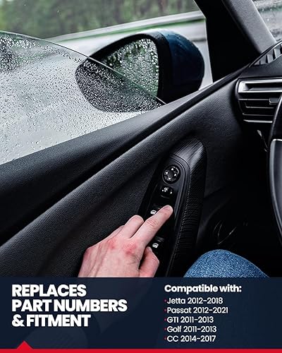 Miniatura 6 de KAX Interruptor maestro de ventana eléctrica, interruptor de ventana lateral del conductor para Jetta 2012-2018, Passat 2012-2021, GTI 2011-2013,