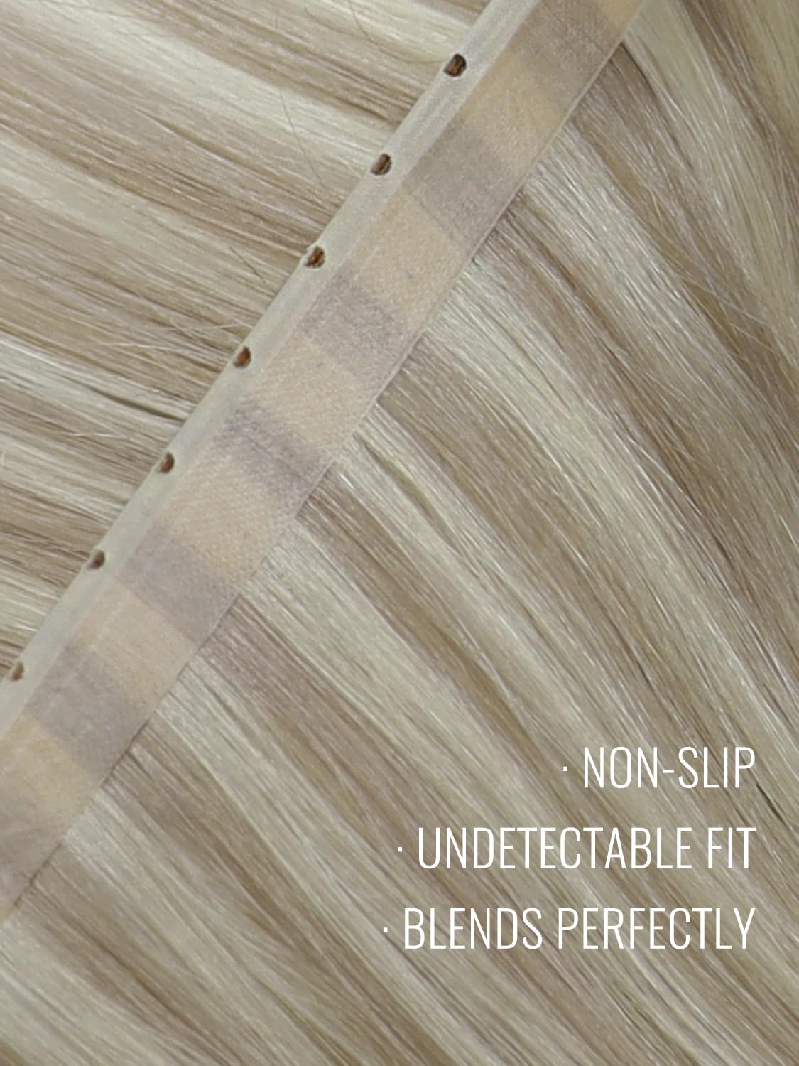Fshine Butterfly Weft Extensions, Seamless Invisible Pu Hole Weft Hair Extensions, 20 Inch Dark Ash Blonde with Pale Blonde Highlights 50 g, OVO Hole Micro Hand-Tied Natural Hair, for Travel Wear