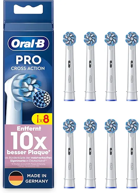 Oral-B Pro Sensitive Clean – ORIGINAL Aufsteckbürsten für Elektrische Zahnbürste – Sanfte Zahnreinigung, Ersatzbürsten mit X-Förmige Borsten, Zahnbürstenaufsatz, Made in Germany – Weiß, 8 Stück