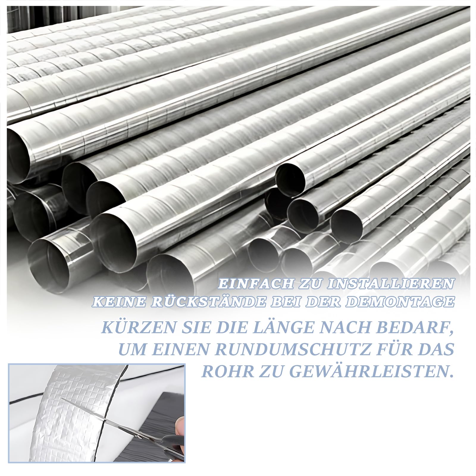 Lot de 2 rouleaux de film isolant autocollant pour tuyau d'extérieur, 20 m x 50 mm, kit d'isolation en mousse et feuille d'aluminium pour protection contre le gel en hiver, conservation de la