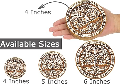 Miniatura 2 de Bloque de impresión textil, árbol de la vida, sello de madera tallado a mano, estampado de bloques de madera, sello textil para bloques de