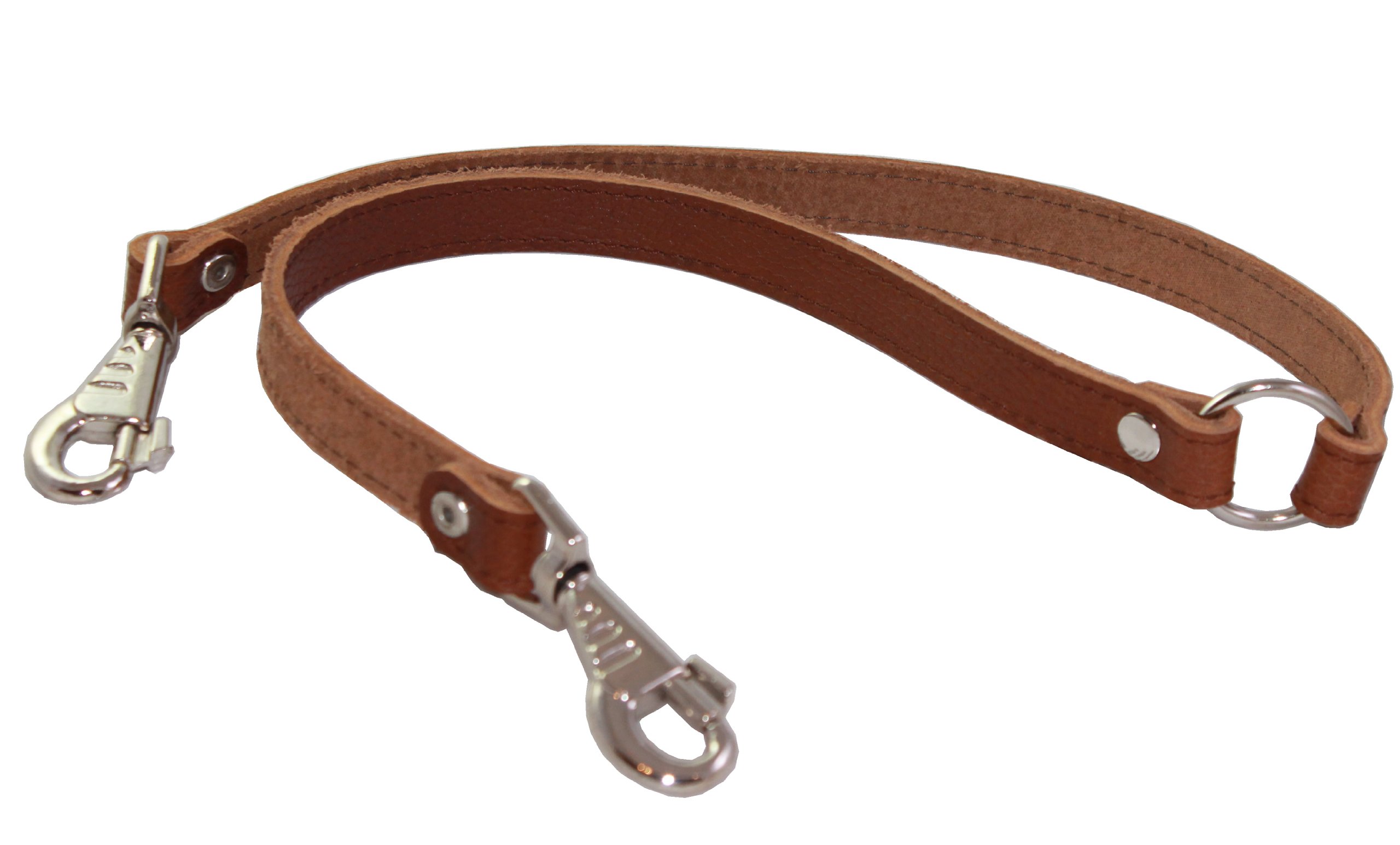 Genuine Leather Double Dog Leash - Two Dog Coupler (Brown, Large (16”L x 7/8”W))