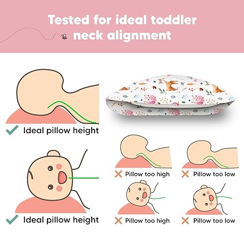 Miniatura 6 de My Little Dreamy Kids Almohada con funda, 13 x 18 pulgadas, de viaje, para dormir, pequeña, de algodón orgánico, suave y transpirable, lavable a