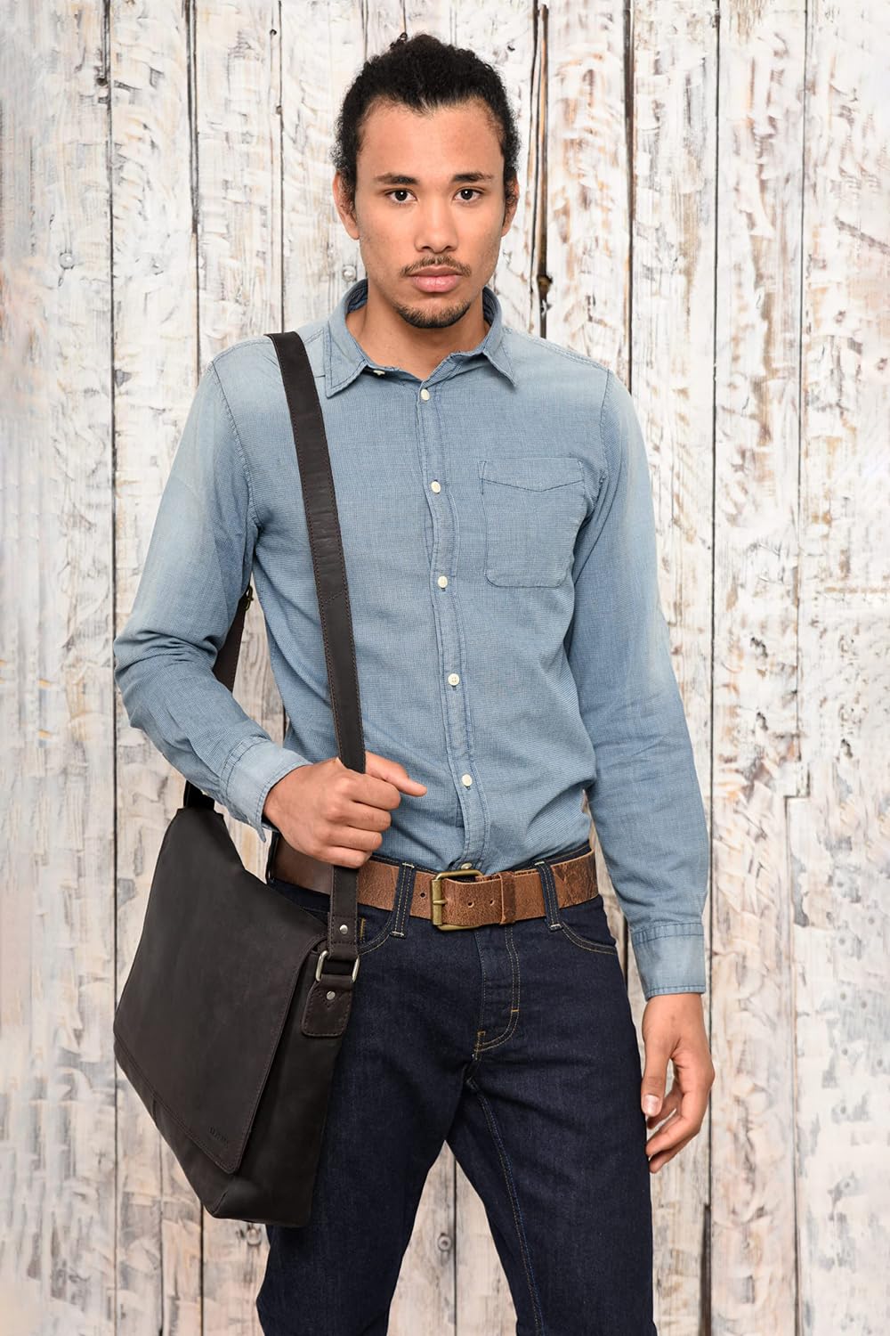 Leather Shoulder Bag for Men and Women up to 15 Inches - Dettaglio