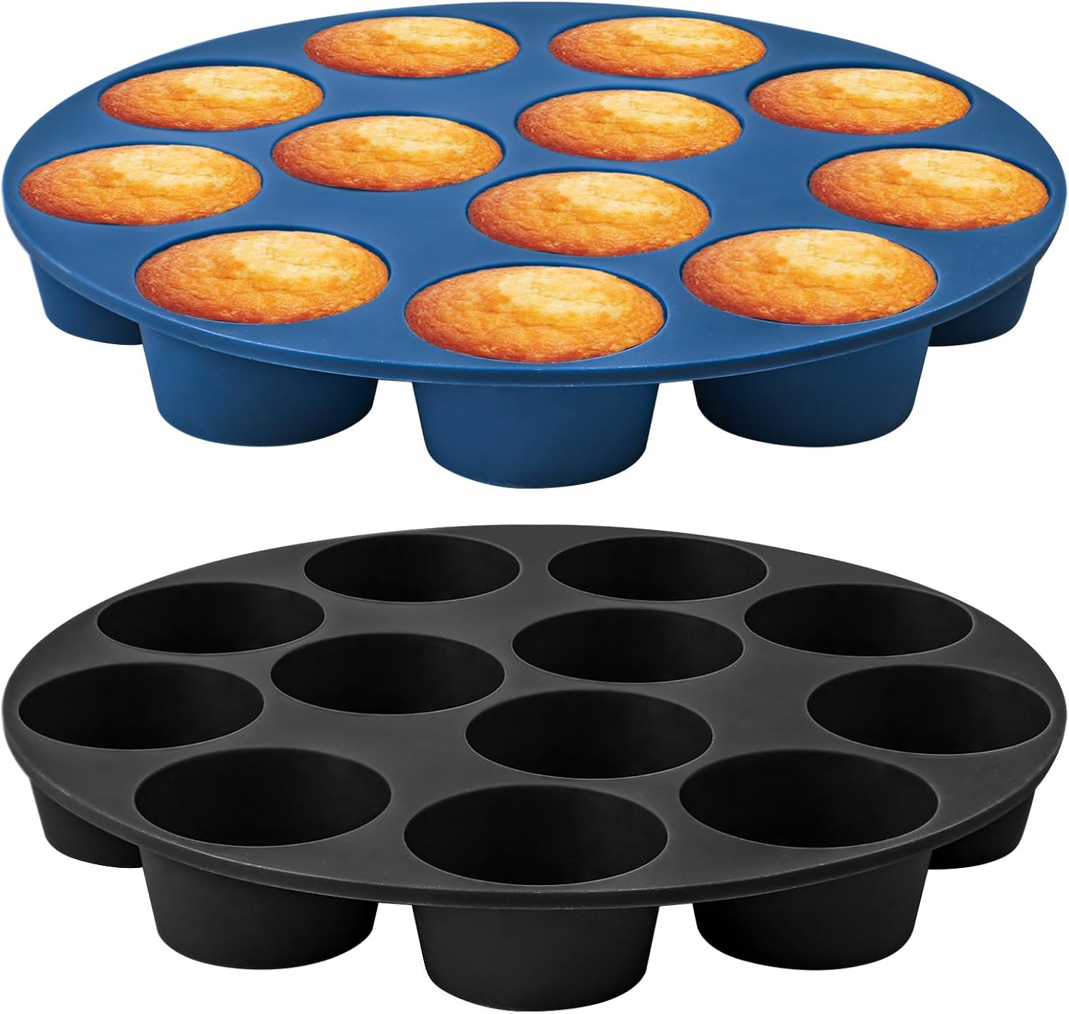 Webake Silicone Air Fryer Muffin Pan for Baking Egg Bites Silicone Mold, Nonstick 1.8 Inch Mini Muffin Tin BPA Free Set of 2