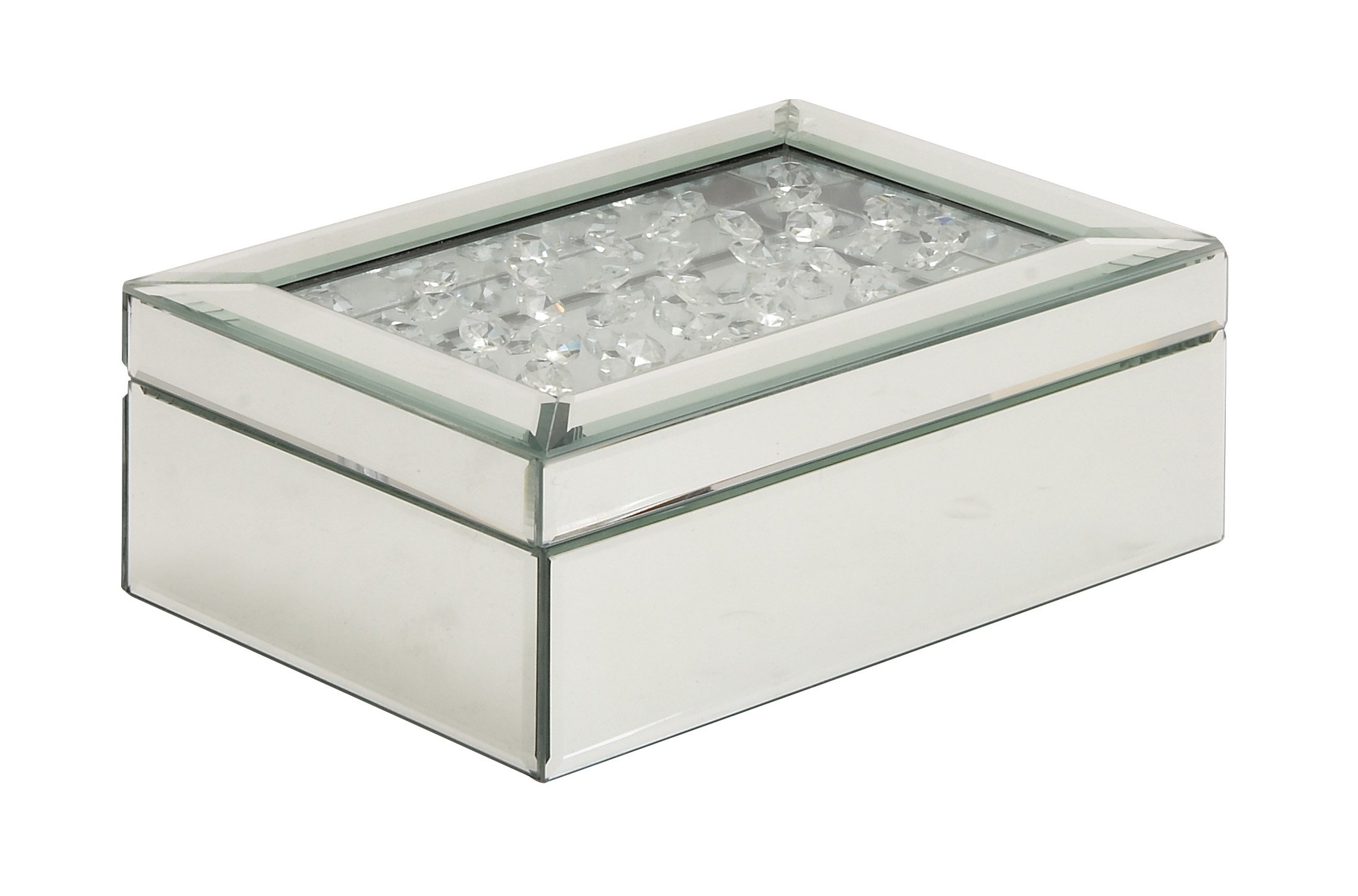 Deco 79 Wood Mirror Jewelry Box, 10 by 4-Inch, Acrylic