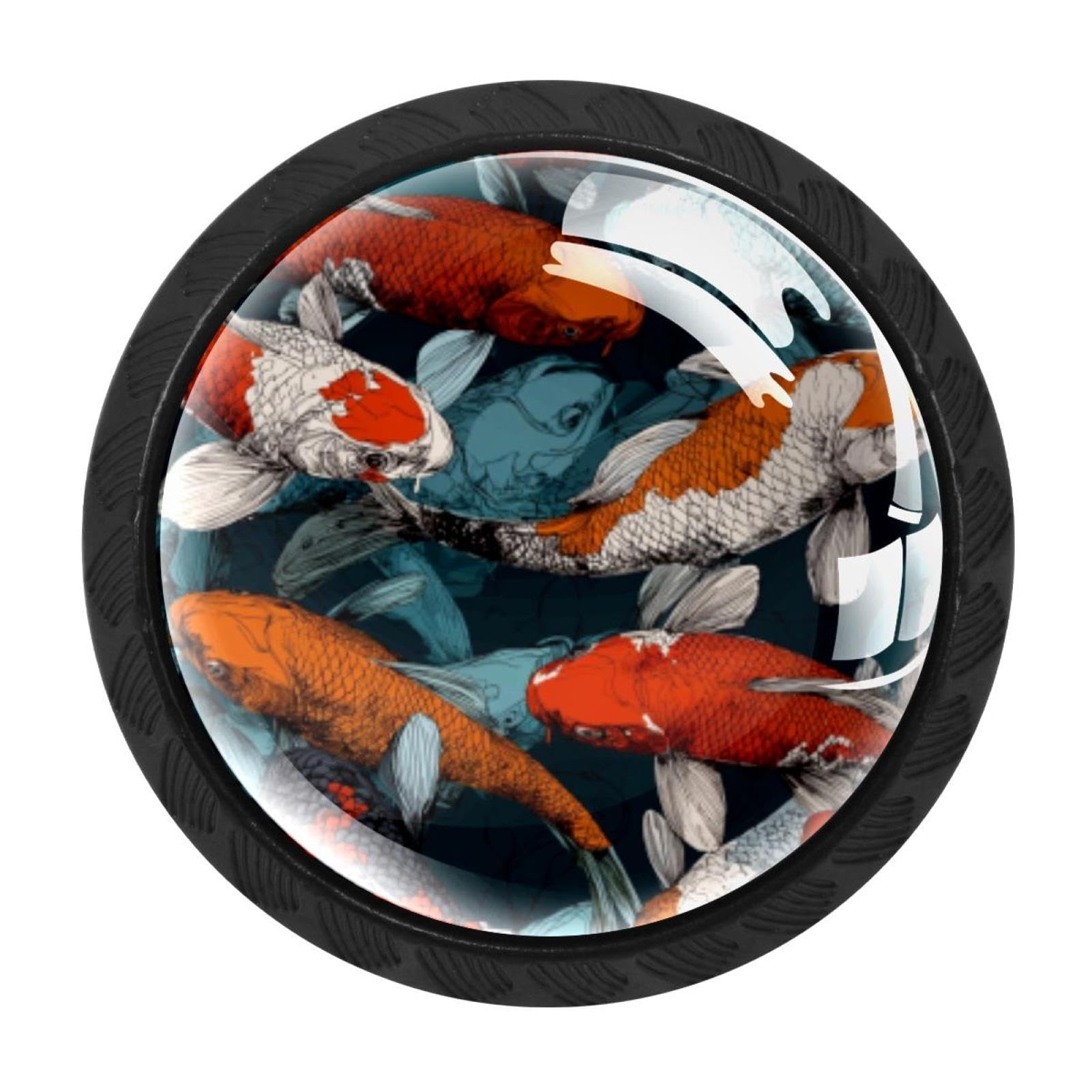 CHENZZZZ 4 Pack Cabinet Pulls Fish. Koi Carp (3) Kitchen Drawer Pulls Cabinet Handles