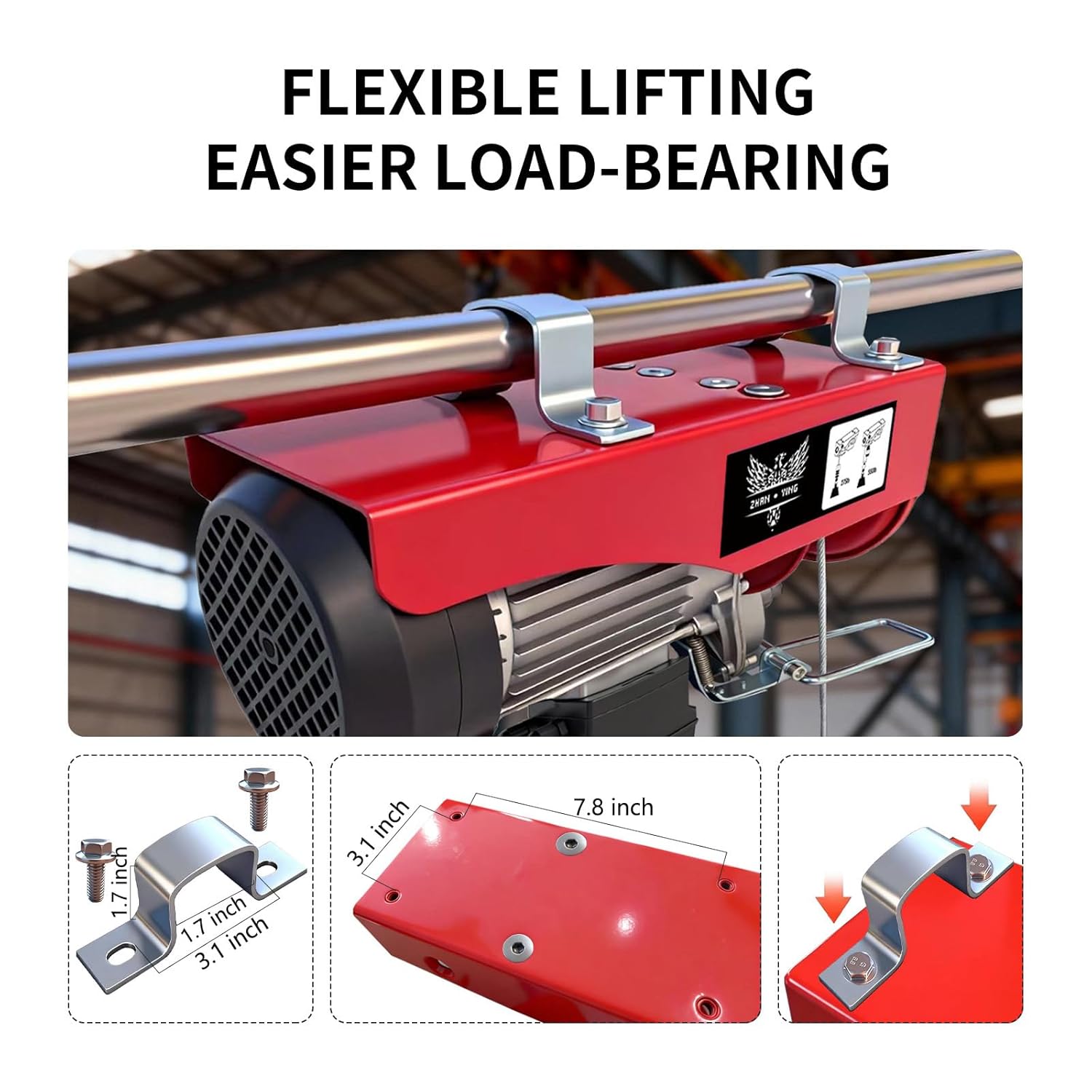 Electric Hoist, 440 lbs Material Handling Tool, 110V Electric Winch with 14ft Wired Remote Control，Lift Hoist for Factories, Warehouses, Construction Site, Attic