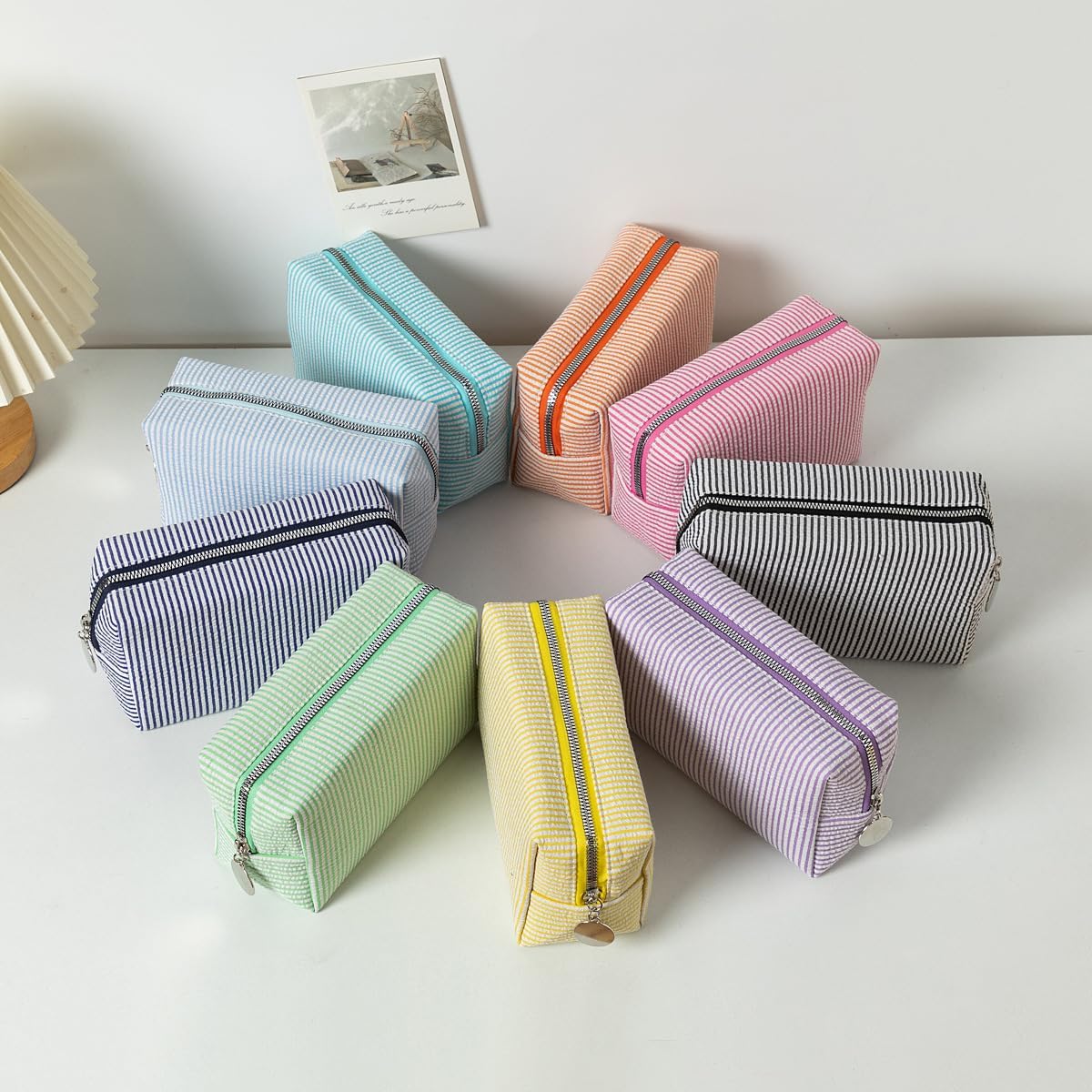 Makeup Bag Cosmetic Bag Travel Toiletry Bag Aesthetic Canvas Organizer Bag Zipper Pouch for Women (M-purple) - Image 3