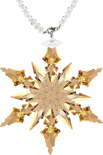 Adornos de Navidad anuales 2023 Estrella de copo de nieve de cristal, adornos para árbol de Navidad, colgante de atrapasoles de cristal, decoración