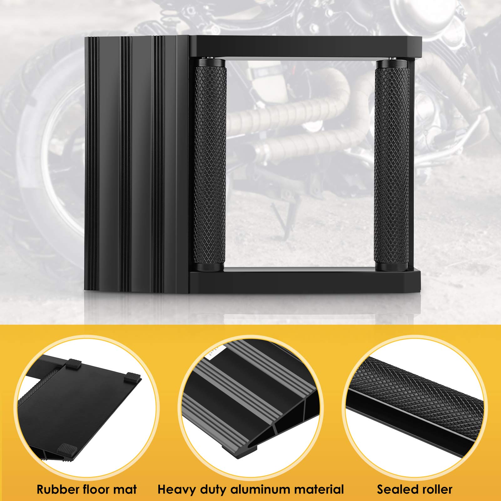 Stojak do Czyszczenia kół Motocykla Aluminiowy, Prosty Projekt Toczny, łatwy w Użyciu z wygodną rampą do Prowadzenia Koła na Rolkach