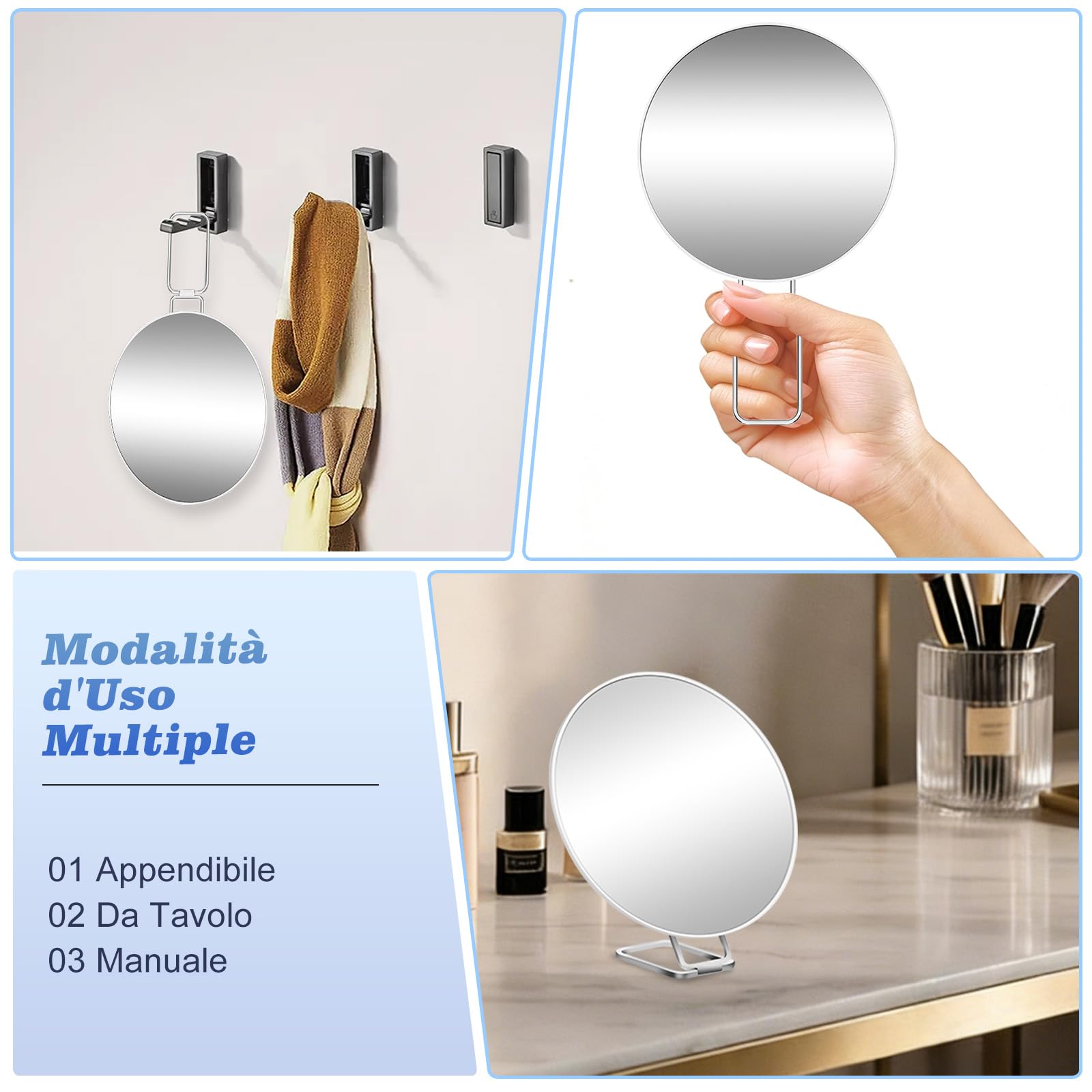 Specchio Ingranditore 40X, Specchio per Il Trucco Con Funzione Di Ingrandimento, Specchio Portatile Include Supporto, Pinzette E Forbici, Specchio per Il Trucco Da Viaggio, uso a 5-8CM