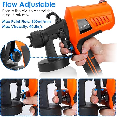 Miniatura 5 de HVLP - Pistola pulverizadora eléctrica HVLP, contenedor de 3 patrones, fácil de limpiar, 700 W de alta potencia HVLP pintor en aerosol portátil para