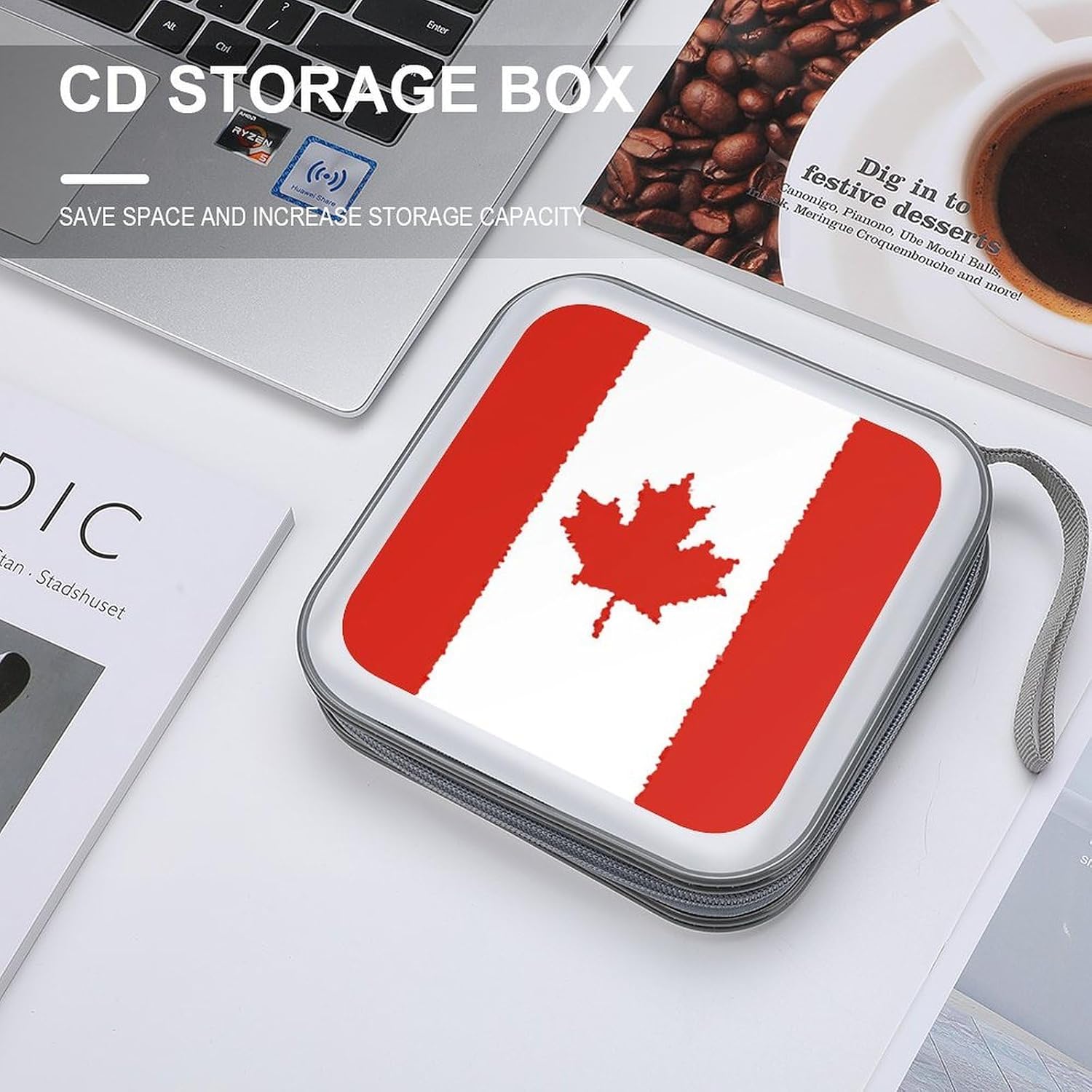 Canada Canadian Flag Fragments CD Case DVD Storage Holder Binder 40 Capacity