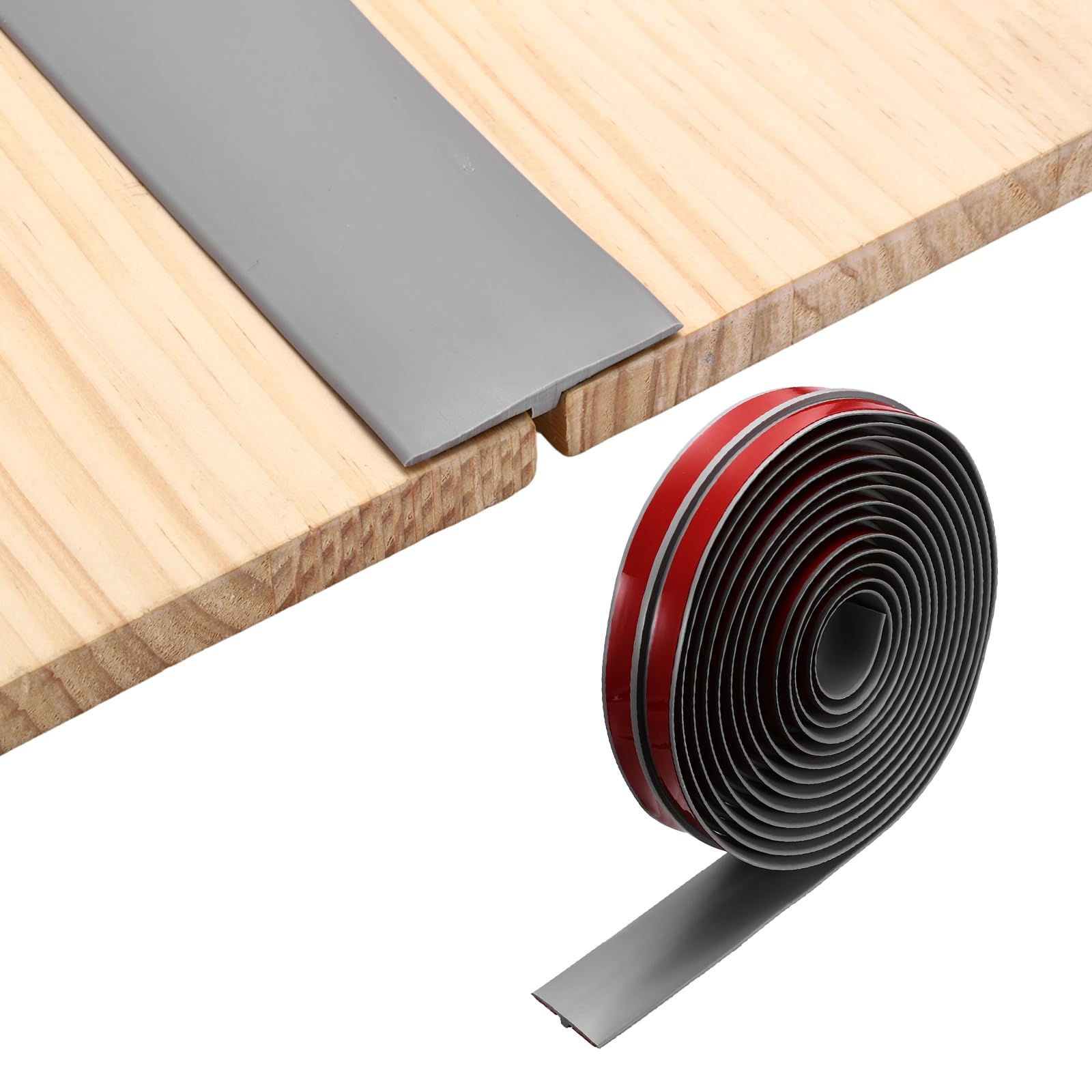 sourcing map Floor Transition Strip, 20FT x 1.97" x 0.31" Self Adhesive Floor Cover Strips T-Shaped Laminate Edge Trim for Flooring Gaps Carpet Transition, Gray