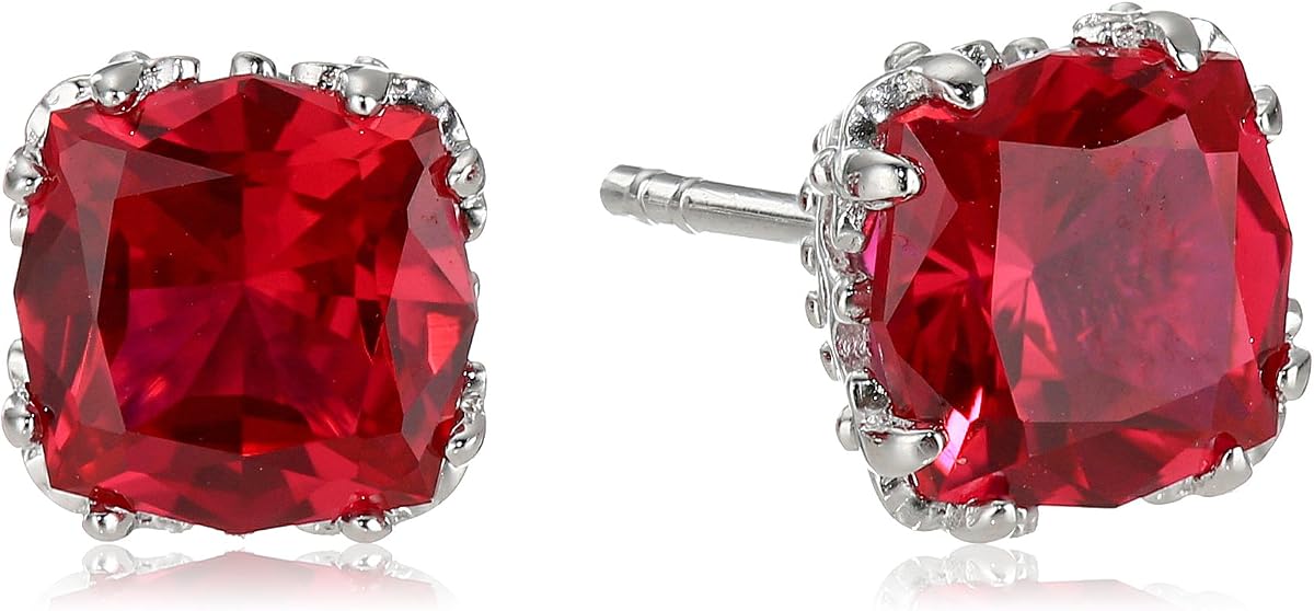 Pendientes de tuerca de rubí creados con talla jubileo de 7 mm de plata de ley 925, ajuste de corona de piedra natal de julio, regalos románticos de joyería fina para mujeres