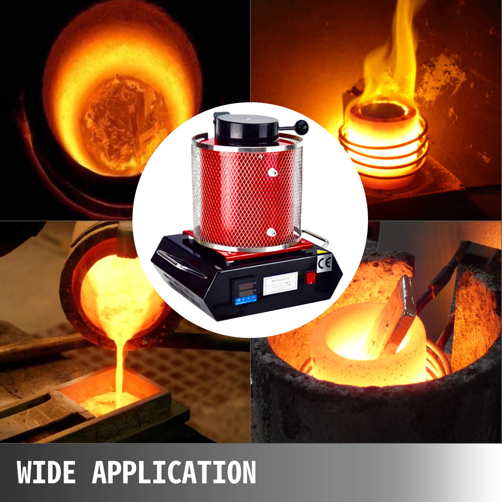 SucceBuy Four De Fusion 2kg 1750W Four De Fusion Professionnel 1150 ℃ Pour La Fusion Des Métaux