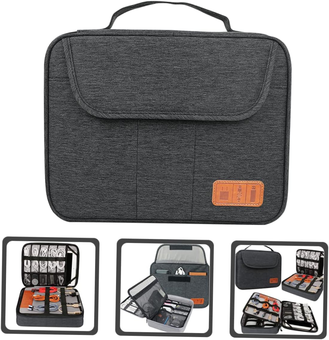 Double Layer Large Cord Organizer Case for Electronic Accessories Travel Storage Bag for Cables Chargers and Gadgets Sturdy Portable Design for Travel and Home Use