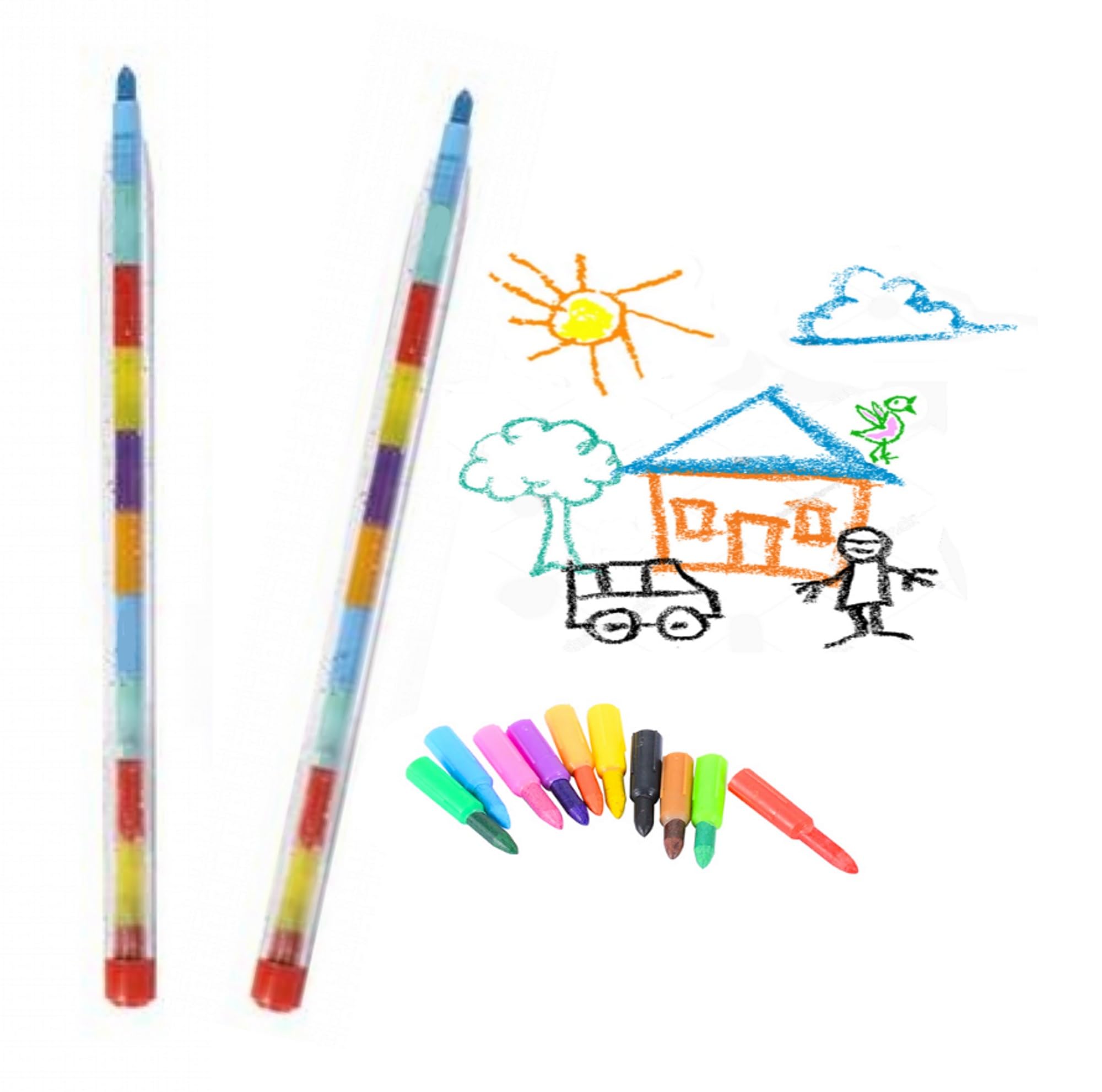 MustBeBonkers 12 Party Bag Fillers & Party Favours – 12 Smiley Face Party Bags with Handles Design. (Ideal for Children Aged 3-14) (Swap Point Crayon, 12)