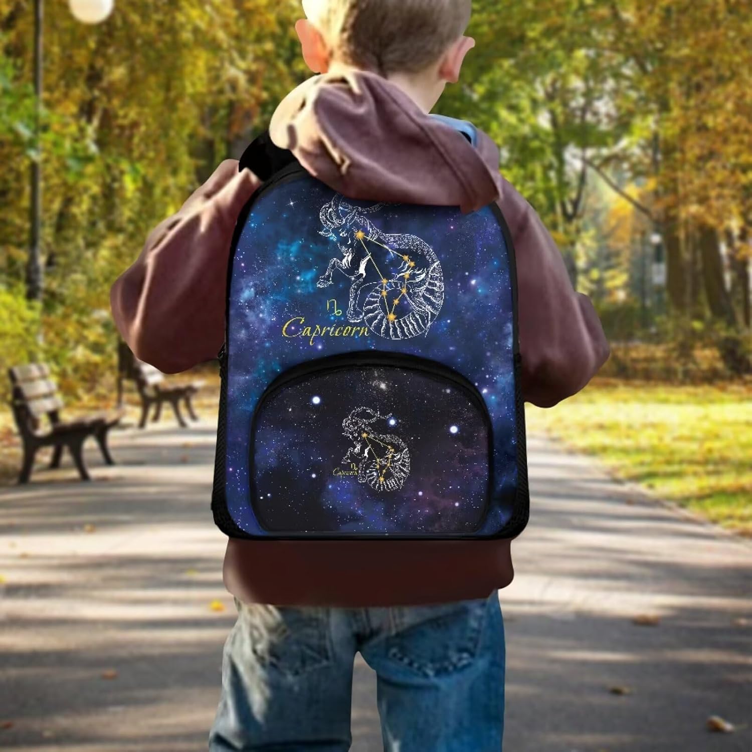 Galaxy Capricorn Pattern Children's Backpack for Girls Boys Daily Use Travel Padded Back Straps 12" Backpacks