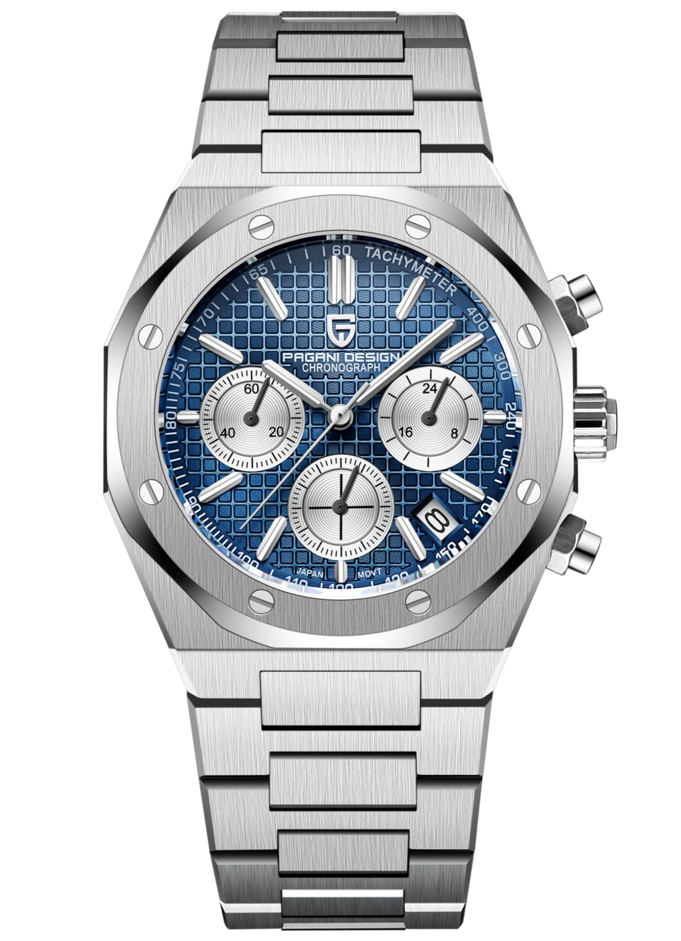 Pagani Design Herren Uhren Elegant Business Sports Quarzuhr Chronograph Armbanduhren Japan VK63 Saphirglas Wasserdicht 100M Analogue Edelstahl Mit