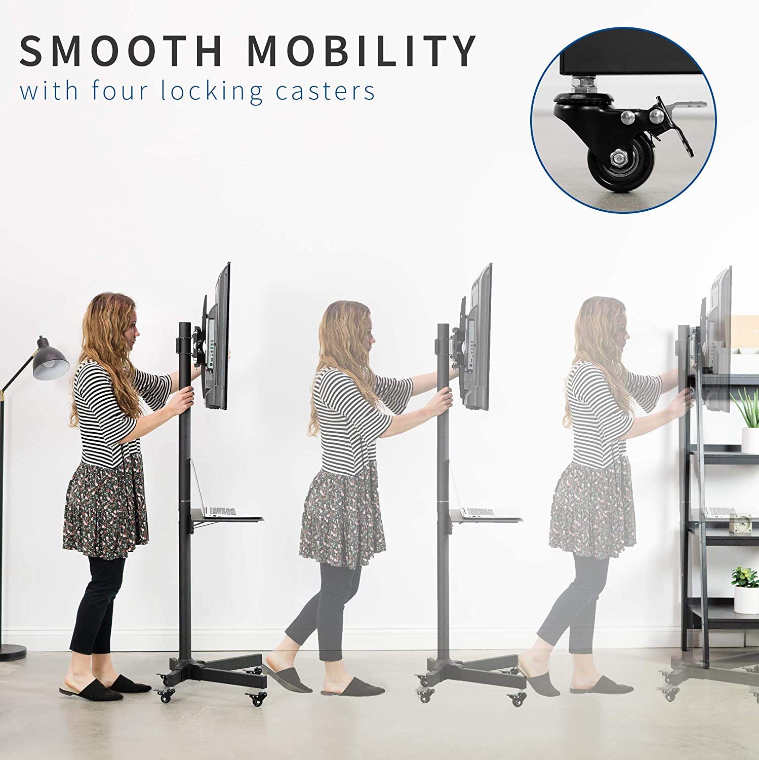 VIVO Universal Mobile TV Cart for 23 55 inch LCD LED Flat Panel Screen