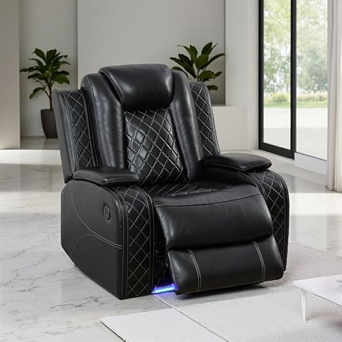 Miniatura 60 de Juego de sofá reclinable eléctrico, juego de sofá reclinable de cine en casa, sofá biplaza reclinable de cuero transpirable con Debut negro,Negro
