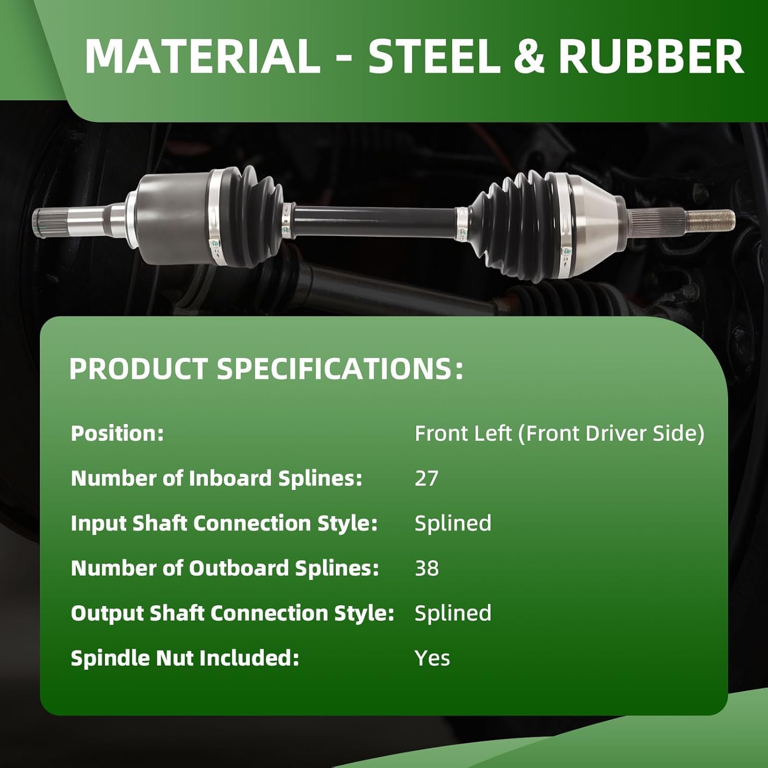 Front CV Axle Shaft Assembly Compatible with Explorer V6 3.5L 2011-2019 Left Driver Side Replace 66-2286 NCV11046